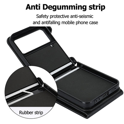 For Samsung Galaxy Z Flip4 Litchi Texture RFID Card Slot Phone Case with Ring Holder(Black) - Galaxy Z Flip4 5G Cases by buy2fix | Online Shopping UK | buy2fix