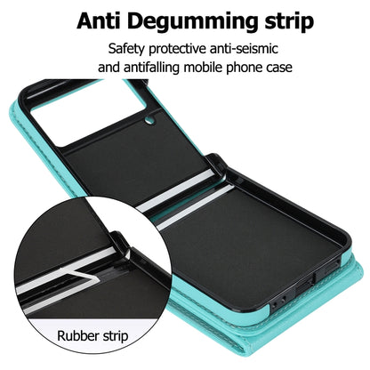 For Samsung Galaxy Z Flip4 Litchi Texture RFID Card Slot Phone Case with Ring Holder(Green) - Galaxy Z Flip4 5G Cases by buy2fix | Online Shopping UK | buy2fix