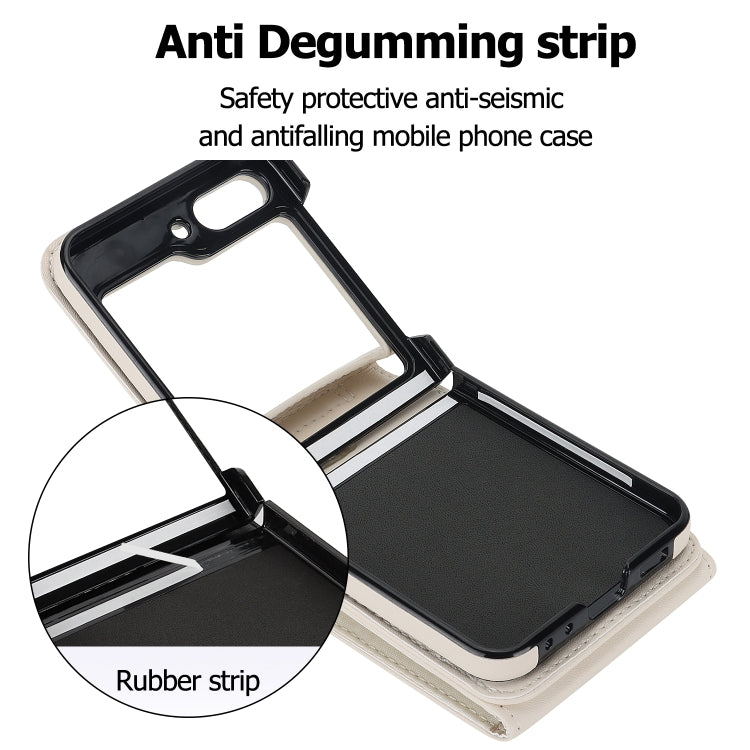 For Samsung Galaxy Z Flip6 Litchi Texture RFID Card Slot Phone Case with Ring Holder(White) - Galaxy Z Flip6 5G Cases by buy2fix | Online Shopping UK | buy2fix