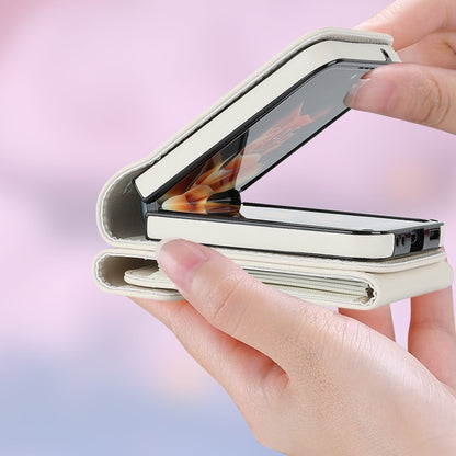 For Samsung Galaxy Z Flip6 Litchi Texture RFID Card Slot Phone Case with Ring Holder(White) - Galaxy Z Flip6 5G Cases by buy2fix | Online Shopping UK | buy2fix