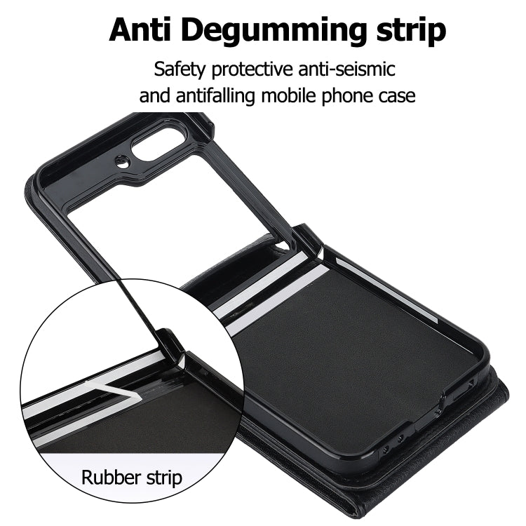 For Samsung Galaxy Z Flip6 Litchi Texture RFID Card Slot Phone Case with Ring Holder(Black) - Galaxy Z Flip6 5G Cases by buy2fix | Online Shopping UK | buy2fix