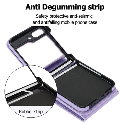 For Samsung Galaxy Z Flip6 / Flip7 FE Litchi Texture RFID Card Slot Phone Case with Ring Holder(Purple) - Galaxy Z Flip6 5G Cases by buy2fix | Online Shopping UK | buy2fix