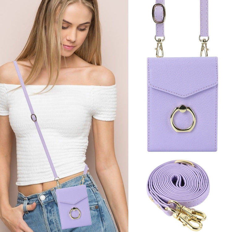 For Samsung Galaxy Z Flip6 / Flip7 FE Litchi Texture RFID Card Slot Phone Case with Ring Holder(Purple) - Galaxy Z Flip6 5G Cases by buy2fix | Online Shopping UK | buy2fix