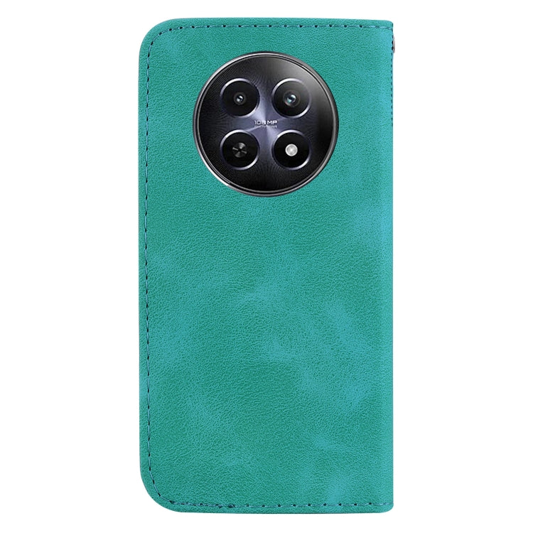 For Realme 12 5G 7-shaped Embossed Leather Phone Case(Green) - Realme Cases by buy2fix | Online Shopping UK | buy2fix