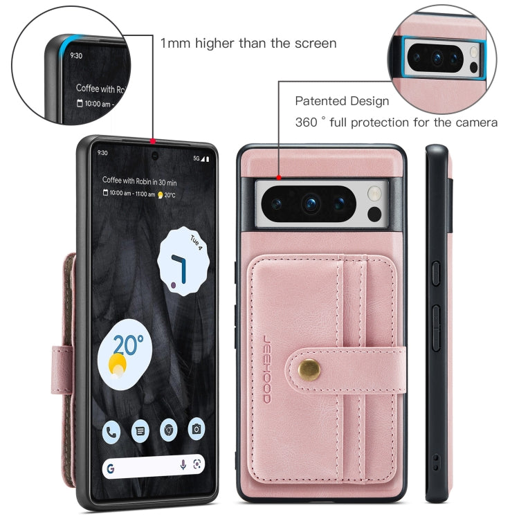For Google Pixel 8 Pro JEEHOOD RFID Blocking Anti-Theft Magnetic PU Phone Case(Pink) - Google Cases by JEEHOOD | Online Shopping UK | buy2fix