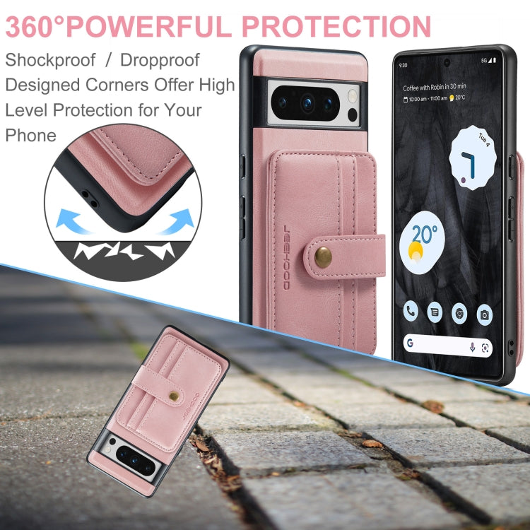 For Google Pixel 8 Pro JEEHOOD RFID Blocking Anti-Theft Magnetic PU Phone Case(Pink) - Google Cases by JEEHOOD | Online Shopping UK | buy2fix