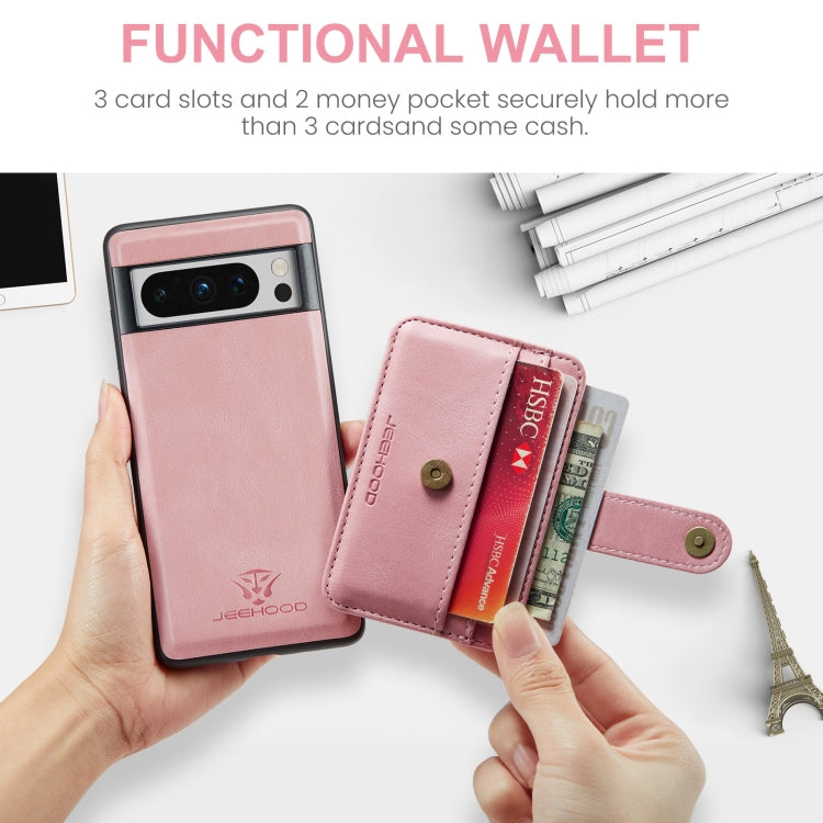 For Google Pixel 8 Pro JEEHOOD RFID Blocking Anti-Theft Magnetic PU Phone Case(Pink) - Google Cases by JEEHOOD | Online Shopping UK | buy2fix