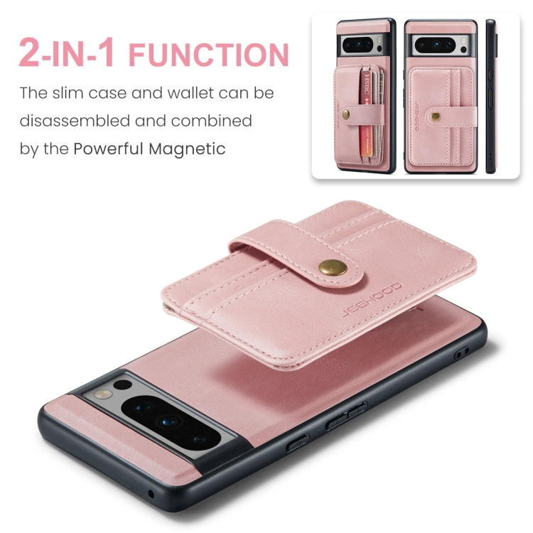For Google Pixel 8 Pro JEEHOOD RFID Blocking Anti-Theft Magnetic PU Phone Case(Pink) - Google Cases by JEEHOOD | Online Shopping UK | buy2fix