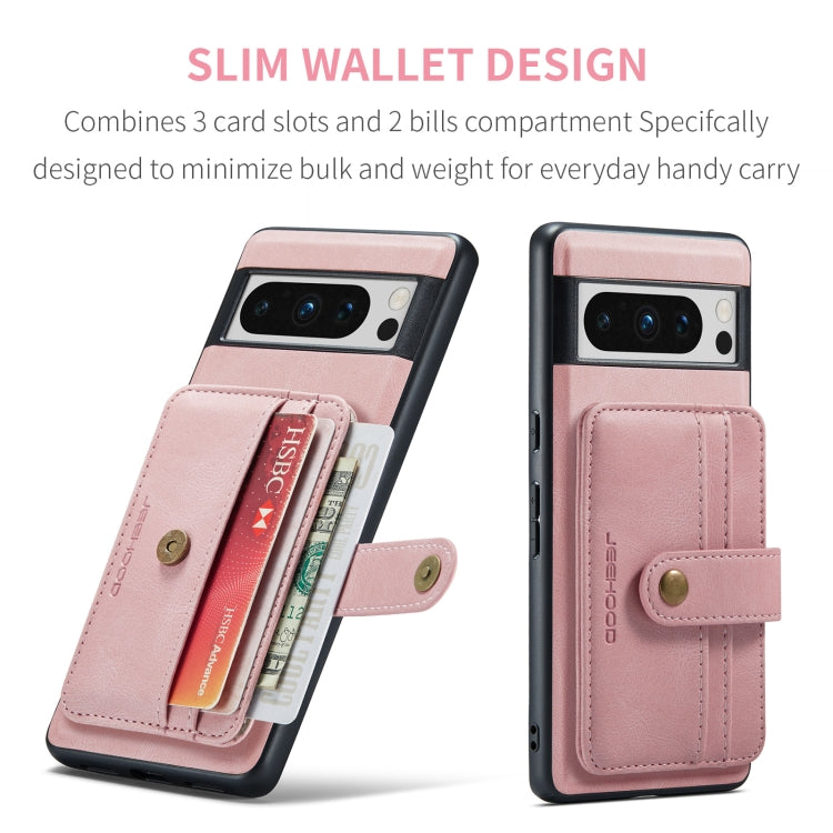 For Google Pixel 8 Pro JEEHOOD RFID Blocking Anti-Theft Magnetic PU Phone Case(Pink) - Google Cases by JEEHOOD | Online Shopping UK | buy2fix