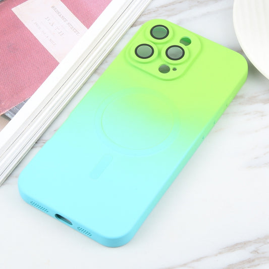 For iPhone 16 Pro Liquid TPU Silicone Gradient MagSafe Phone Case(Cyan Blue) by buy2fix