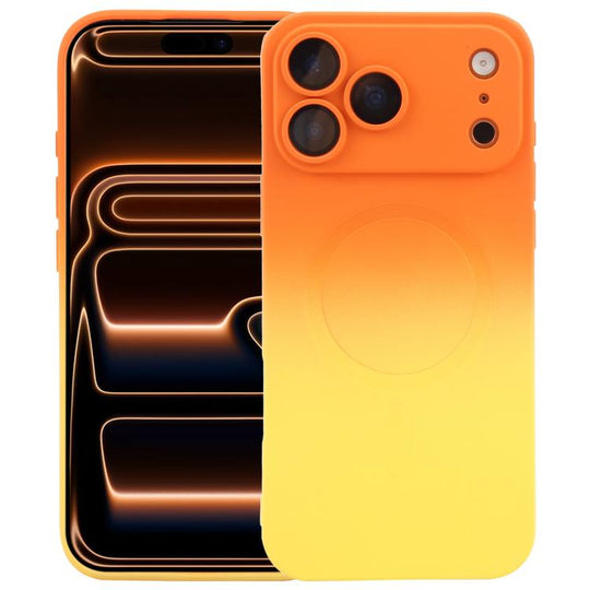 For iPhone 17 Pro Max Liquid TPU Silicone Gradient MagSafe Phone Case(Orange Yellow)