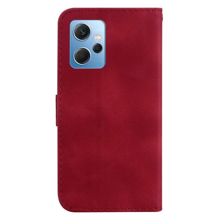 For Xiaomi Redmi Note 12 4G Global 7-shaped Embossed Leather Phone Case(Red) - Xiaomi Cases by buy2fix | Online Shopping UK | buy2fix