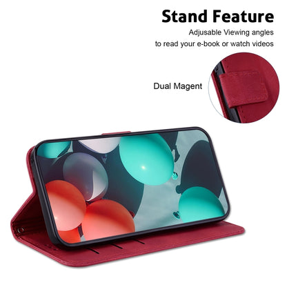 For Xiaomi Redmi Note 12 4G Global 7-shaped Embossed Leather Phone Case(Red) - Xiaomi Cases by buy2fix | Online Shopping UK | buy2fix