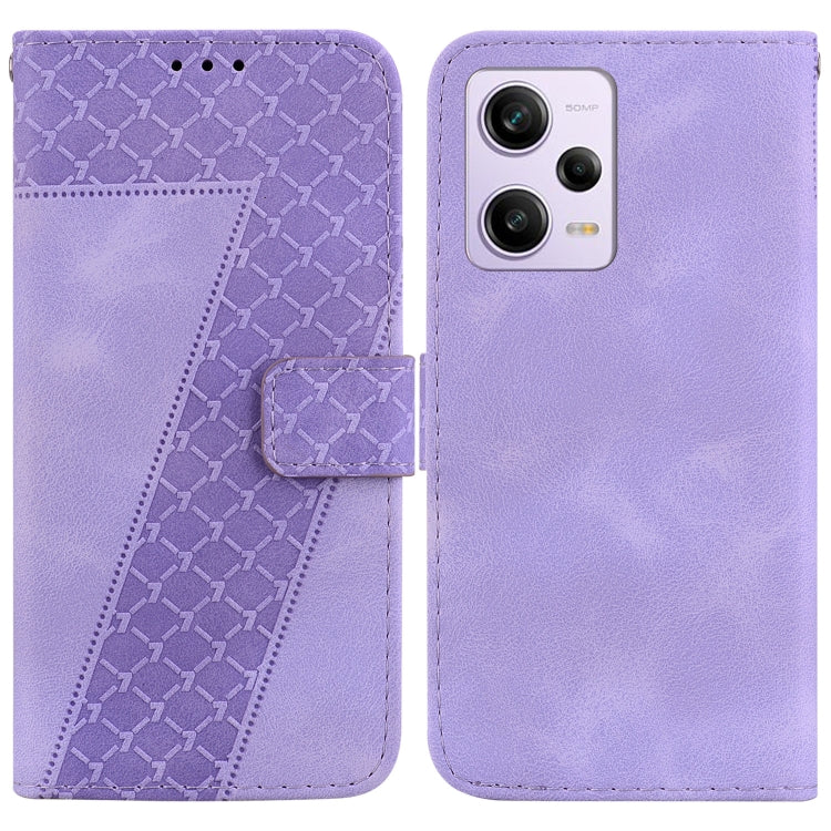 For Xiaomi Redmi Note 12 Pro 5G Global/Poco X5 Pro 7-shaped Embossed Leather Phone Case(Purple) - Xiaomi Cases by buy2fix | Online Shopping UK | buy2fix