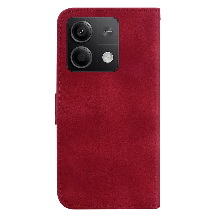 For Xiaomi Redmi Note 13 5G 7-shaped Embossed Leather Phone Case(Red) - Note 13 Cases by buy2fix | Online Shopping UK | buy2fix