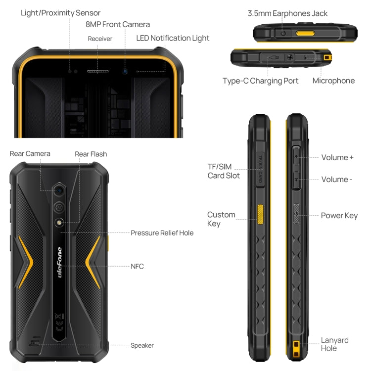 Ulefone Armor X12 Pro, 4GB+64GB, IP68/IP69K Rugged Phone, 5.45 inch Android 13 MediaTek Helio G36 Octa Core, Network: 4G, NFC(Some Orange) by Ulefone