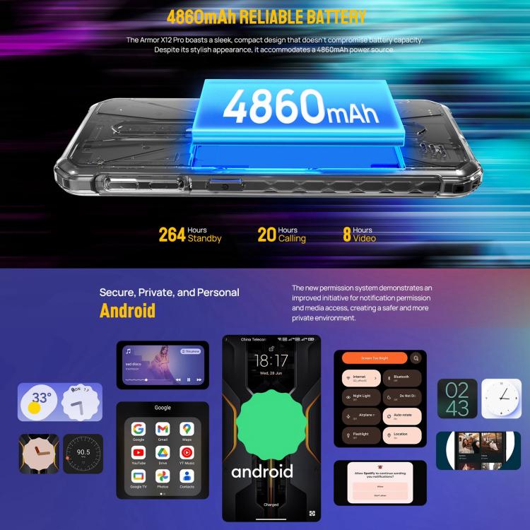 Ulefone Armor X12 Pro, 4GB+64GB, IP68/IP69K Rugged Phone, 5.45 inch Android 13 MediaTek Helio G36 Octa Core, Network: 4G, NFC(Some Orange) by Ulefone