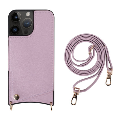 For iPhone 14 Pro Fish Tail Card Slot PU + TPU Phone Case with Long Lanyard(Purple) - iPhone 14 Pro Cases by buy2fix | Online Shopping UK | buy2fix