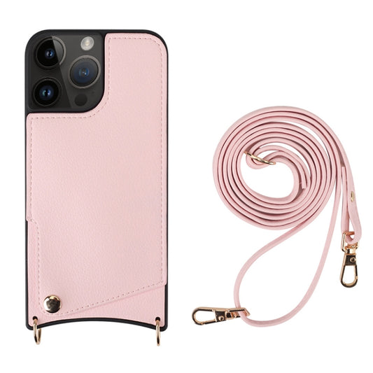 For iPhone 14 Pro Fish Tail Card Slot PU + TPU Phone Case with Long Lanyard(Pink) - iPhone 14 Pro Cases by buy2fix | Online Shopping UK | buy2fix