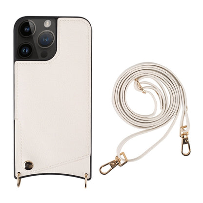 For iPhone 14 Pro Fish Tail Card Slot PU + TPU Phone Case with Long Lanyard(White) - iPhone 14 Pro Cases by buy2fix | Online Shopping UK | buy2fix