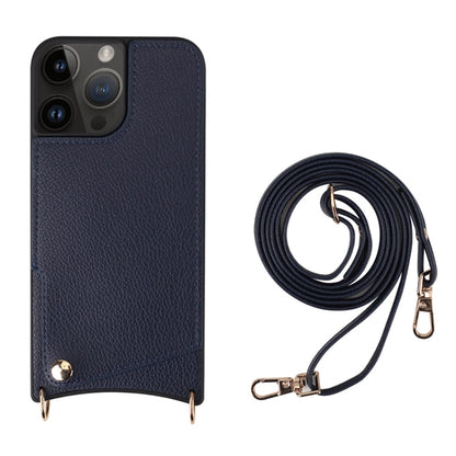 For iPhone 13 Pro Max Fish Tail Card Slot PU + TPU Phone Case with Long Lanyard(Dark Blue) - iPhone 13 Pro Max Cases by buy2fix | Online Shopping UK | buy2fix