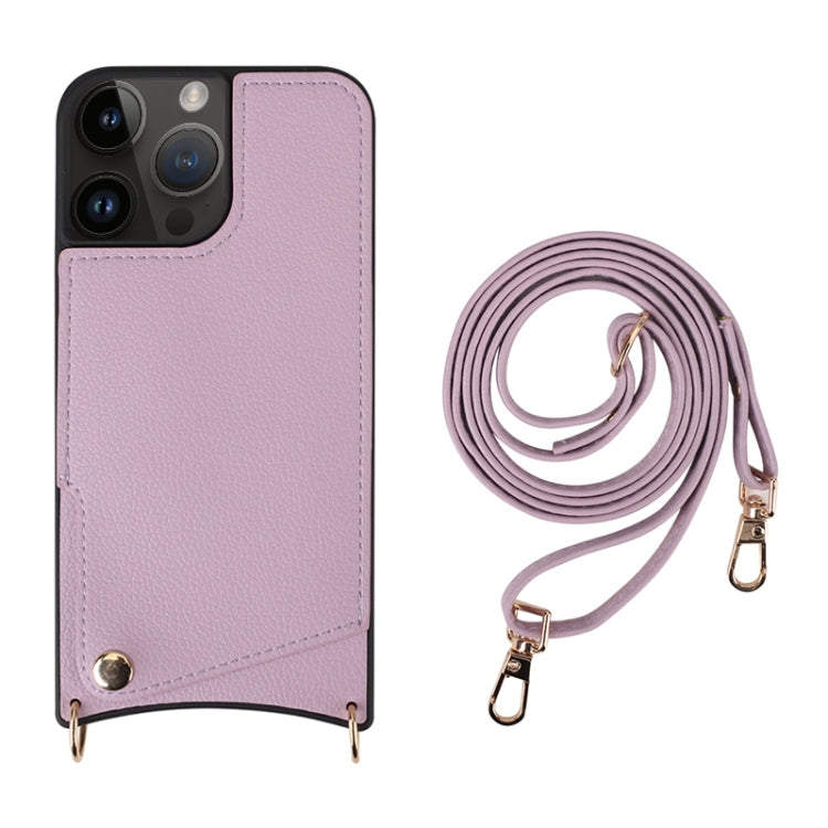 For iPhone 13 Pro Fish Tail Card Slot PU + TPU Phone Case with Long Lanyard(Purple) - iPhone 13 Pro Cases by buy2fix | Online Shopping UK | buy2fix
