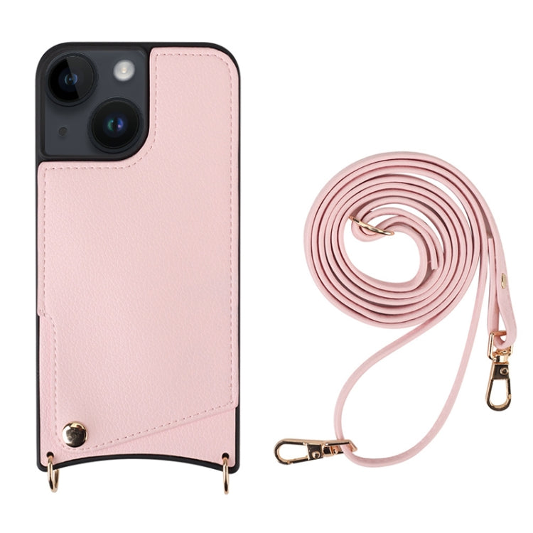For iPhone 13 Fish Tail Card Slot PU + TPU Phone Case with Long Lanyard(Pink) - iPhone 13 Cases by buy2fix | Online Shopping UK | buy2fix