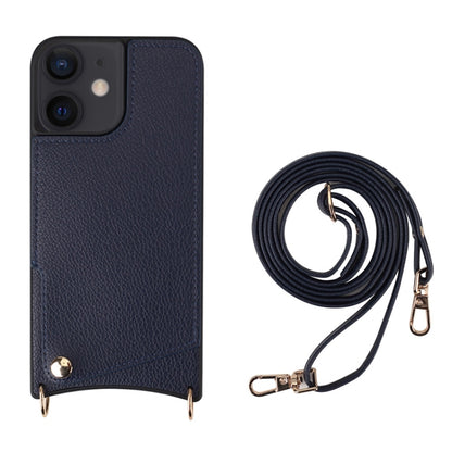 For iPhone 12 / 12 Pro Fish Tail Card Slot PU + TPU Phone Case with Long Lanyard(Dark Blue) - iPhone 12 / 12 Pro Cases by buy2fix | Online Shopping UK | buy2fix