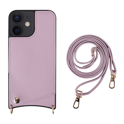 For iPhone 12 / 12 Pro Fish Tail Card Slot PU + TPU Phone Case with Long Lanyard(Purple) - iPhone 12 / 12 Pro Cases by buy2fix | Online Shopping UK | buy2fix