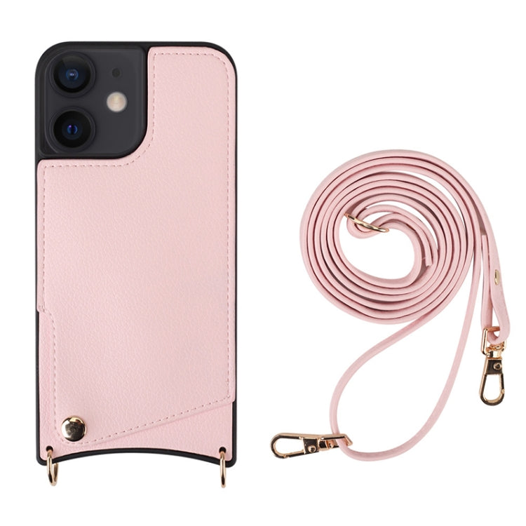 For iPhone 12 / 12 Pro Fish Tail Card Slot PU + TPU Phone Case with Long Lanyard(Pink) - iPhone 12 / 12 Pro Cases by buy2fix | Online Shopping UK | buy2fix