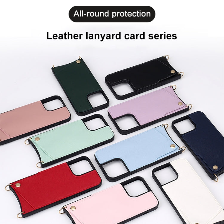 For iPhone 14 Fish Tail Card Slot PU + TPU Phone Case with Long Lanyard(White) - iPhone 14 Cases by buy2fix | Online Shopping UK | buy2fix