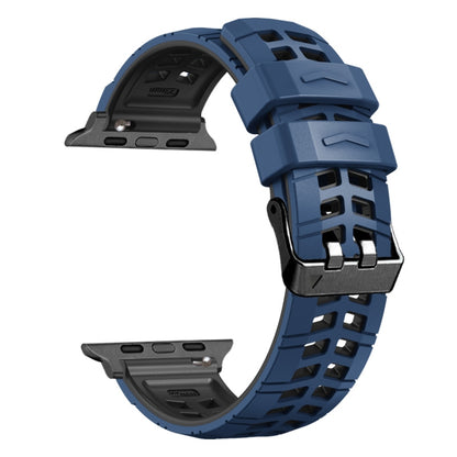 For Apple Watch Series 4 40mm Twill Dual-row Buckle Silicone Watch Band(Midnight Blue Black) - Watch Bands by buy2fix | Online Shopping UK | buy2fix