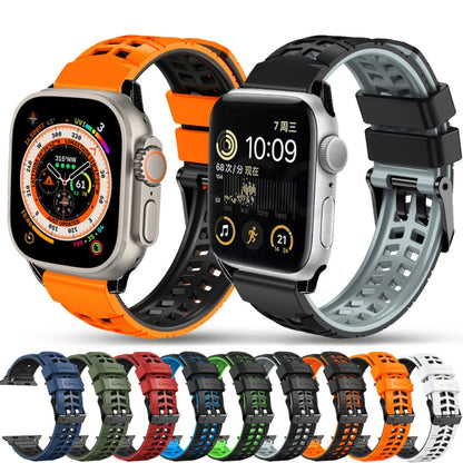 For Apple Watch Series 5 40mm Twill Dual-row Buckle Silicone Watch Band(Orange Black) - Watch Bands by buy2fix | Online Shopping UK | buy2fix