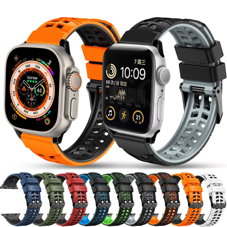 For Apple Watch Series 2 38mm Twill Dual-row Buckle Silicone Watch Band(Orange Black) - Watch Bands by buy2fix | Online Shopping UK | buy2fix