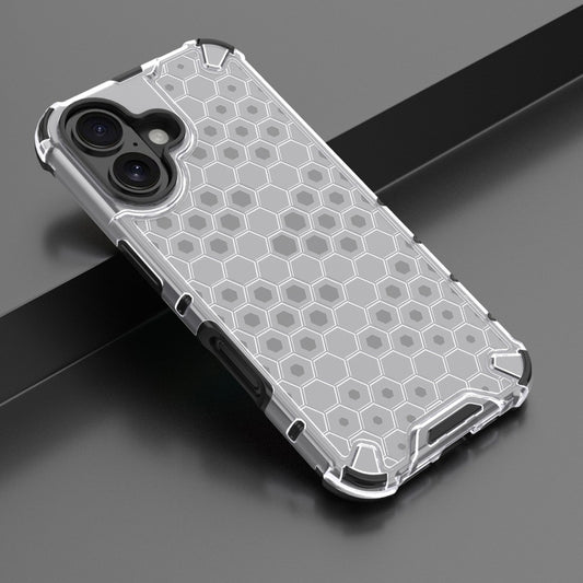 For iPhone 16 Honeycomb Shockproof Phone Case(White) by buy2fix