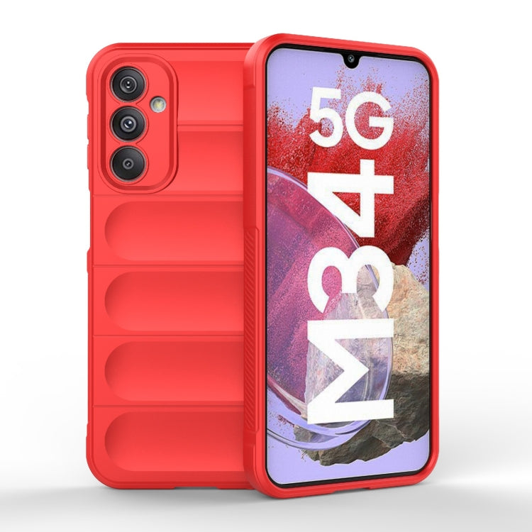For Samsung Galaxy M34 5G India Magic Shield TPU + Flannel Phone Case(Red) by buy2fix