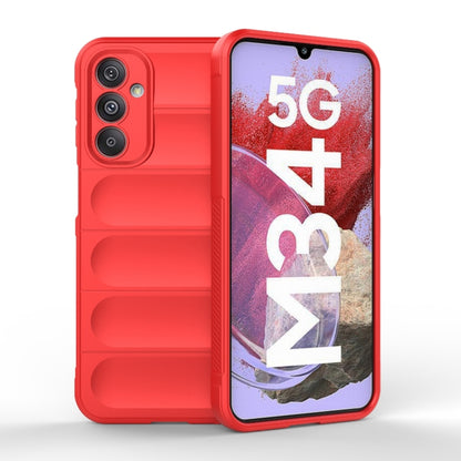 For Samsung Galaxy M34 5G India Magic Shield TPU + Flannel Phone Case(Red) by buy2fix