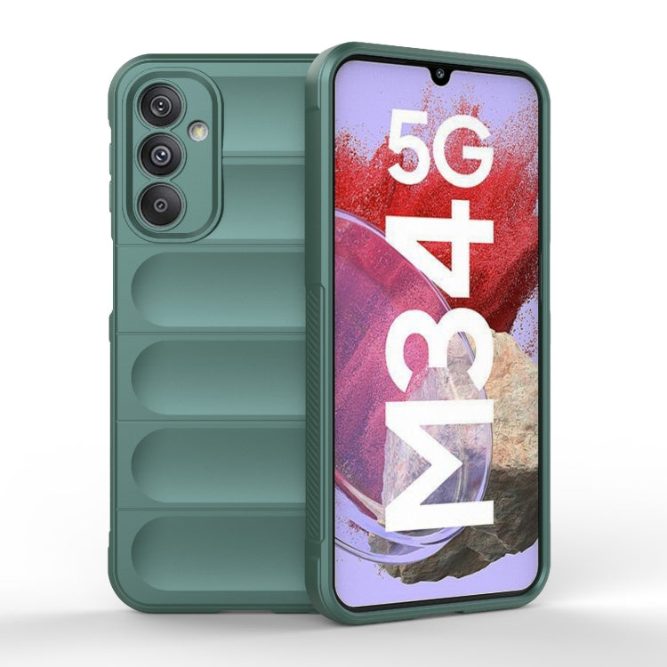 For Samsung Galaxy M34 5G India Magic Shield TPU + Flannel Phone Case(Dark Green) - Galaxy Phone Cases by buy2fix | Online Shopping UK | buy2fix