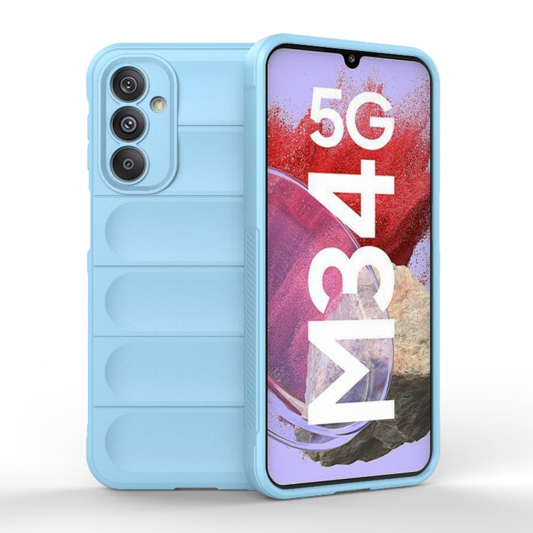 For Samsung Galaxy M34 5G India Magic Shield TPU + Flannel Phone Case(Light Blue) - Galaxy Phone Cases by buy2fix | Online Shopping UK | buy2fix