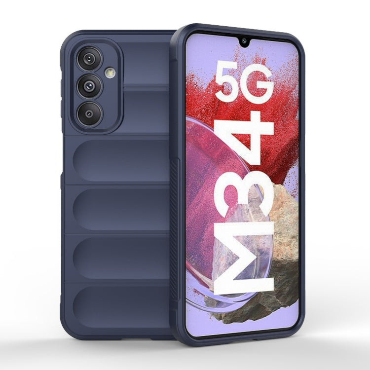 For Samsung Galaxy M34 5G India Magic Shield TPU + Flannel Phone Case(Dark Blue) - Galaxy Phone Cases by buy2fix | Online Shopping UK | buy2fix