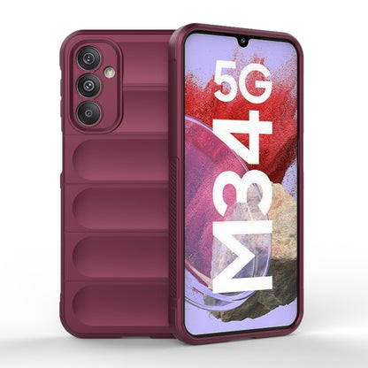For Samsung Galaxy M34 5G India Magic Shield TPU + Flannel Phone Case(Wine Red) by buy2fix