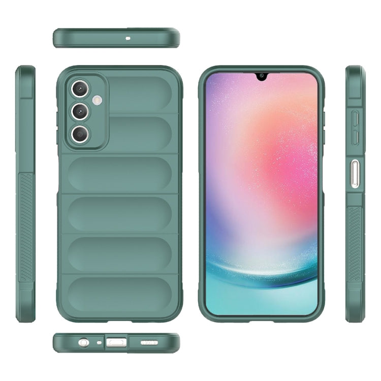 For Samsung Galaxy A25 5G Magic Shield TPU + Flannel Phone Case(Dark Green) by buy2fix