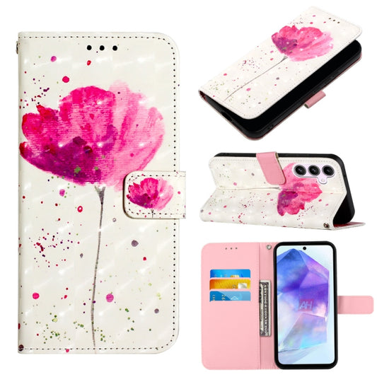 For Samsung Galaxy A55 3D Painting Horizontal Flip Leather Phone Case(Flower) by buy2fix
