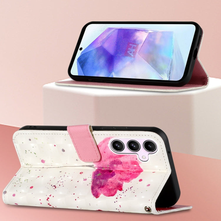 For Samsung Galaxy A55 3D Painting Horizontal Flip Leather Phone Case(Flower) by buy2fix