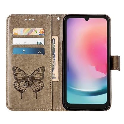 For Samsung Galaxy A15 Embossed Butterfly Leather Phone Case(Grey) by buy2fix