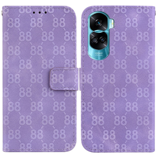 For Honor 90 Lite Double 8-shaped Embossed Leather Phone Case(Purple)
