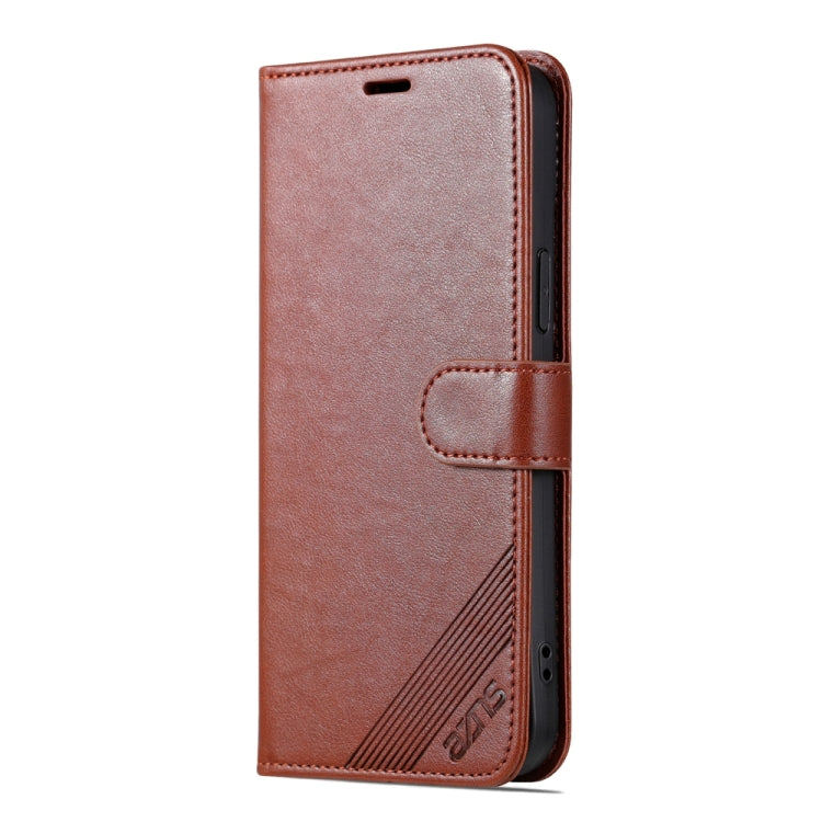 For iPhone 15 AZNS Sheepskin Texture Flip Leather Phone Case(Brown) - iPhone 15 Cases by AZNS | Online Shopping UK | buy2fix