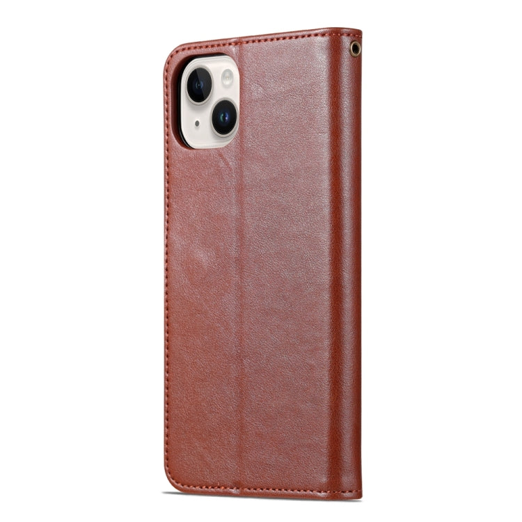 For iPhone 15 AZNS Sheepskin Texture Flip Leather Phone Case(Brown) - iPhone 15 Cases by AZNS | Online Shopping UK | buy2fix