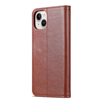 For iPhone 15 AZNS Sheepskin Texture Flip Leather Phone Case(Brown) - iPhone 15 Cases by AZNS | Online Shopping UK | buy2fix