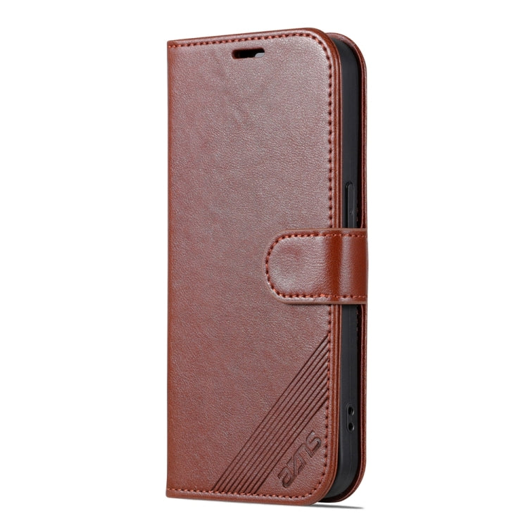 For iPhone 15 Pro AZNS Sheepskin Texture Flip Leather Phone Case(Brown) - iPhone 15 Pro Cases by AZNS | Online Shopping UK | buy2fix